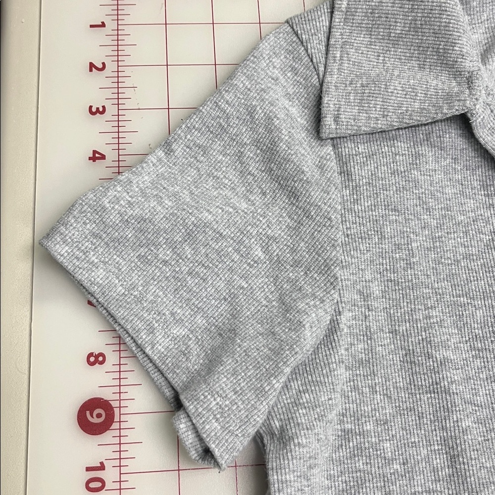 HELLO KITTY by Sanrio Polo Johnny Collar Stretch Rib Knit Grey Short SL Dress XL - Picture 8 of 16